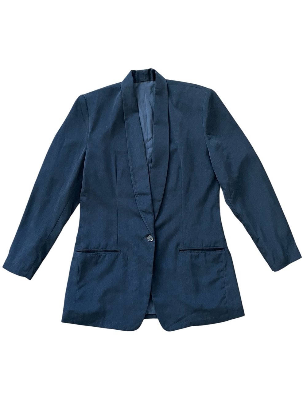Vintage Black Shawl Collar Blazer – Single Button Tailored Smoking Jacket